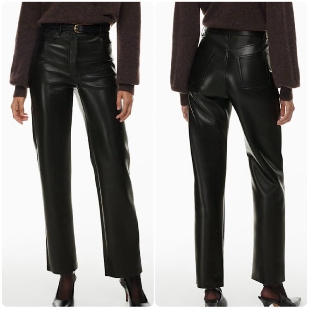 Wilfred Aritzia 'The Melina Pant' Black Vegan Leather High Rise Trousers sz 6